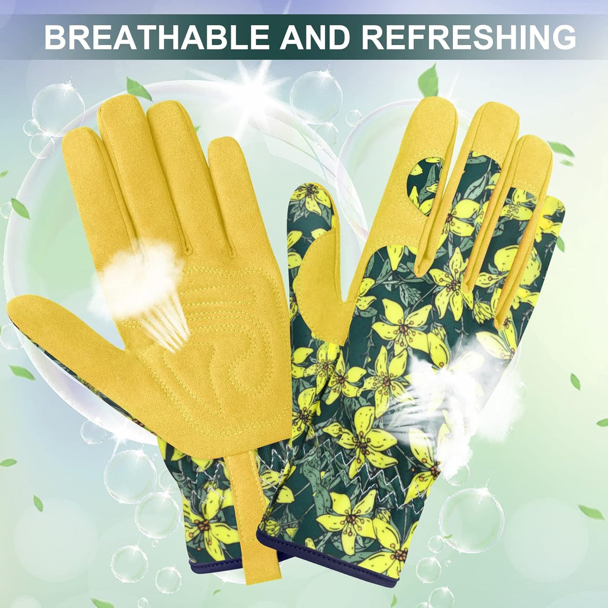 Womens Gardening Weeding Working Gloves, Leather Garden Glove for Women Thorn Proof No Stab for