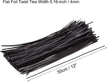 MECCANIXITY Foil Twist Ties 12" 30cm Metallic Plastic Closure Tie for Tying Gift Bags Arts Crafts
