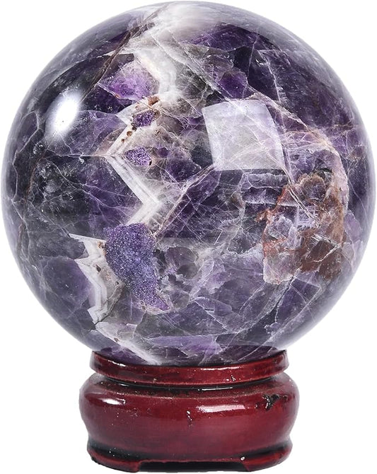 JIC Gem 2.7-3.1 inch(70-80mm) Large Chevron Amethyst Crystal Ball Healing Crystals Sphere with