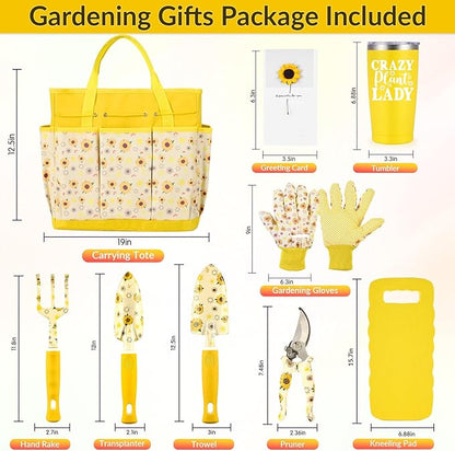 Gardening Gifts for Women, Gardening Tools for Women, 9 PCS Sunflower Garden Tools Set Kit with