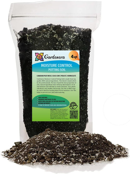 Gardenera Organic Moisture Control Potting Mix - Absorbs 33% More Water Than Basic Potting Soil - 4