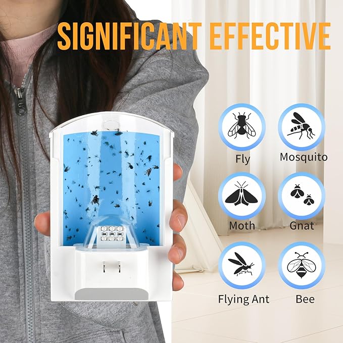 Flying Insect Trap, Indoor Plug-in Fly Trap for Home, Mosquito Killer Indoor Gnat Moth Catcher with
