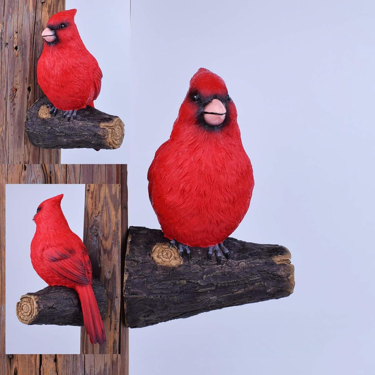 Tree Hugger Cardinal, Large Red Bird Garden Statue, Resin Figurine Hanging Tree Face Sculpture Yard