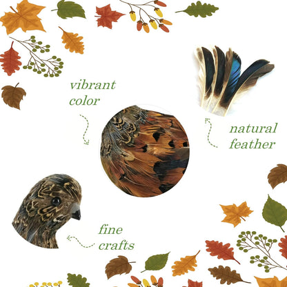 naturevibe 7.5 Inches Feathered Quail Set of 2 Fall Decorations,Artificial Woodland Animals Fall