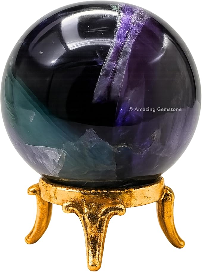 Amazing Gemstone Fluorite Crystal Ball with Stand - 2 Inches Crystal Sphere Meditation Balls for