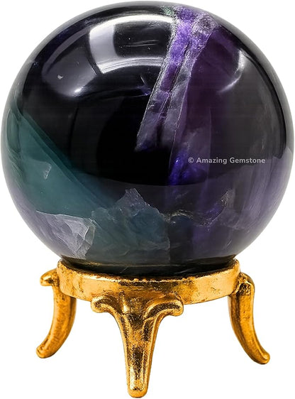Amazing Gemstone Fluorite Crystal Ball with Stand - 2 Inches Crystal Sphere Meditation Balls for