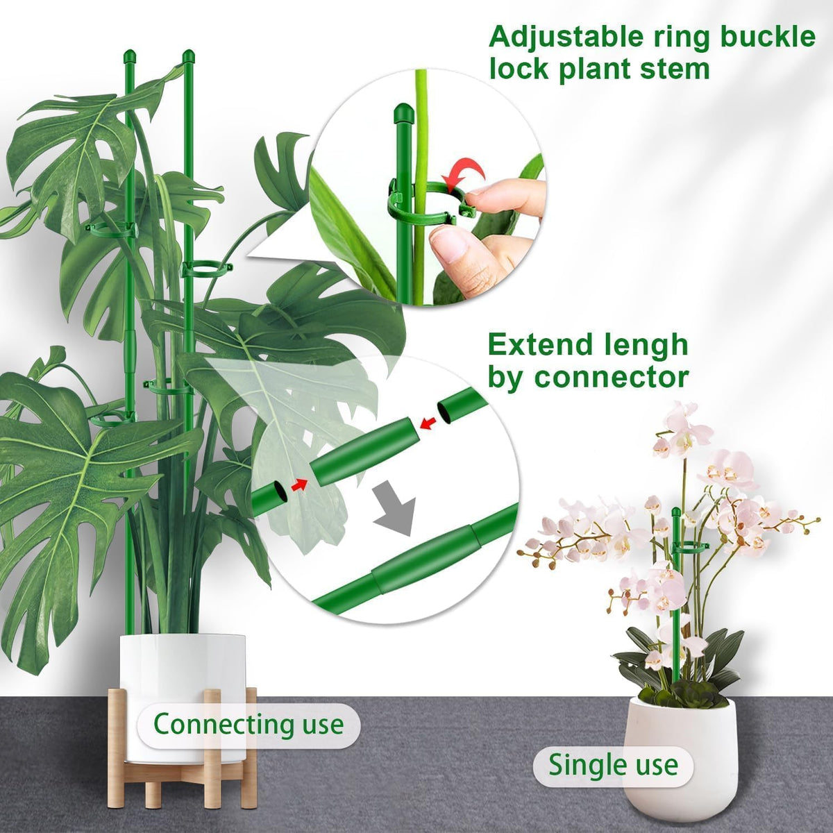 20Pcs Plant Support Stakes 17 inch SupKing Garden Orchid Sticks Extended to 3ft 4ft 5ft Plant Poles