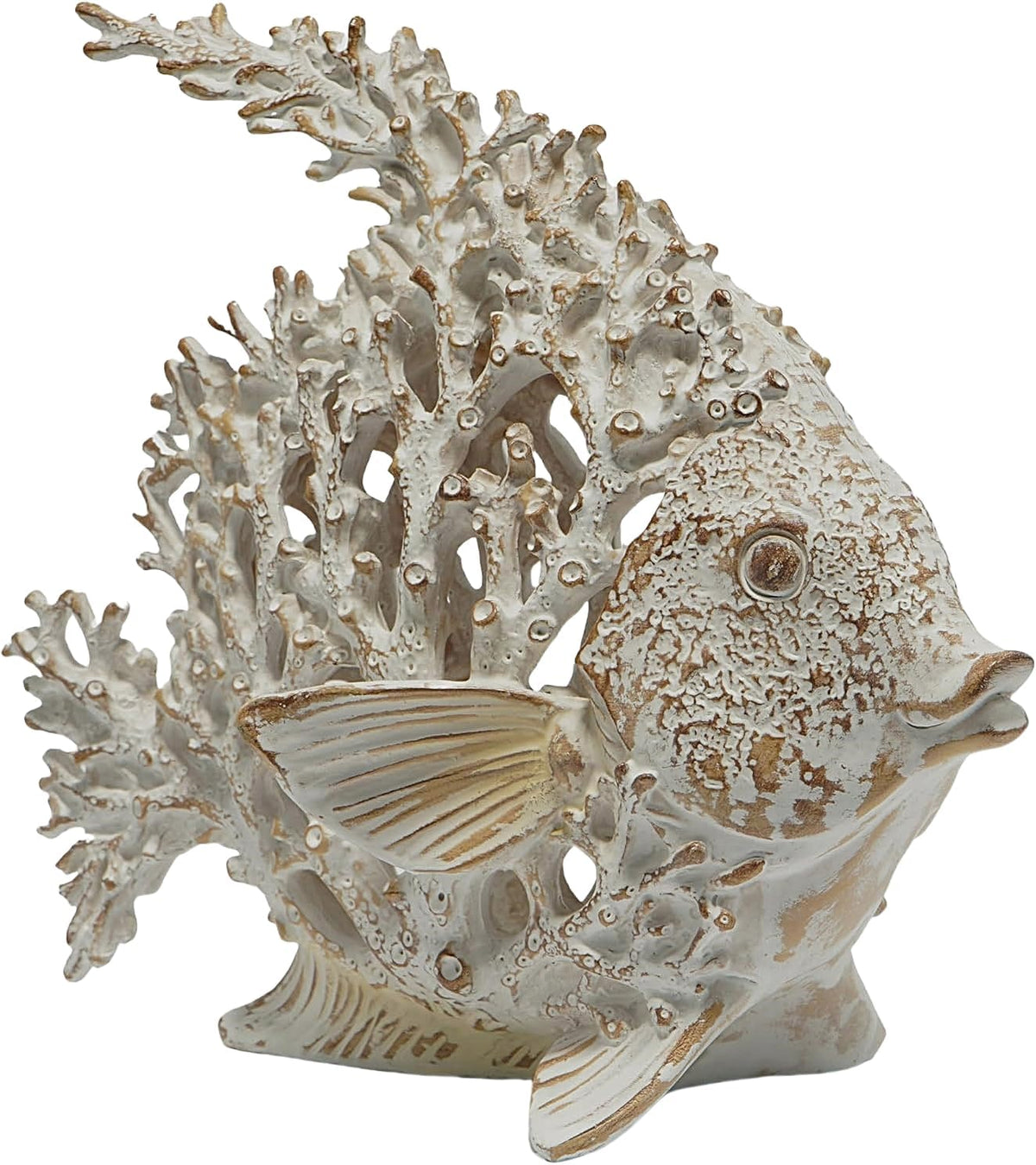 VVGIFTS Beach Coastal Decor Coral Reef Angelfish Home Office Desk Decor Sculpture Statue for