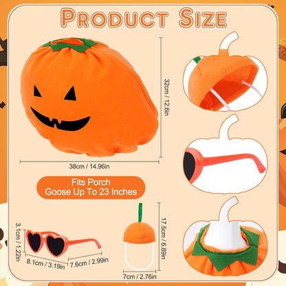 Hysagtek Halloween Porch Goose Outfits - Yard Goose Outfits Pumpkin Costume with Glasses Fall