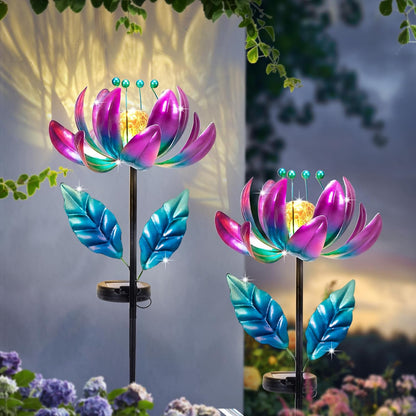 Outdoor Garden Decor Solar Spinners Lights - Metal Wind Spinner Solar Lights for Yard, Patio