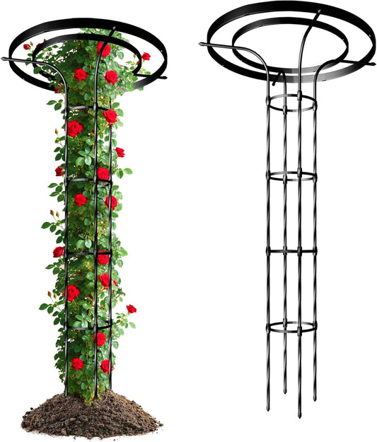 Mushroom Top Trellis for Climbing Plants Outdoor, 5.74FT Decorative Obelisk Plant Support with