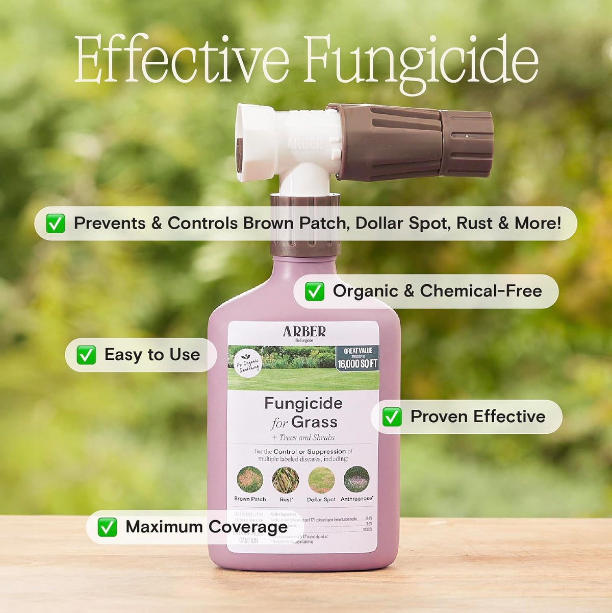 Organic Fungicide for Lawns, Trees & Shrubs – 16oz Ready-to-Spray – Lawn Fungicide for Brown Patch