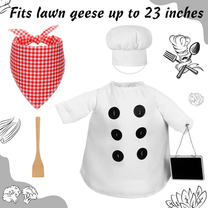 Aliceset Chef Porch Goose Outfits for Cement Goose Lawn Statue Clothes 23", Chef Clothes with