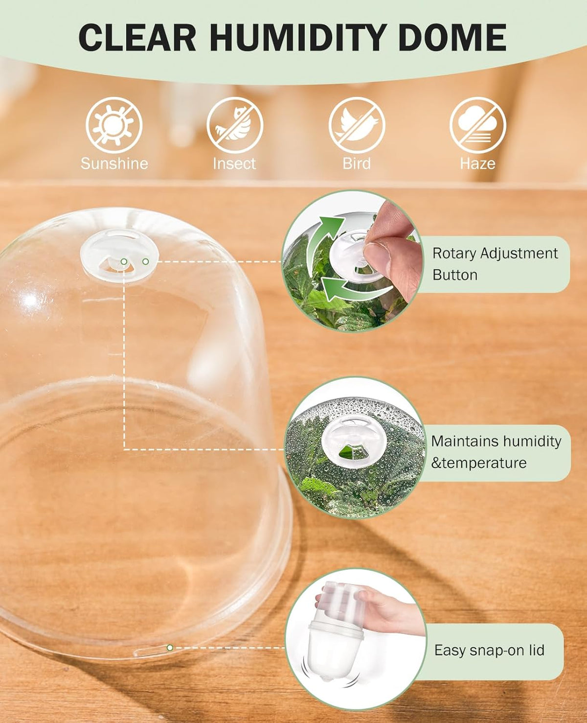 homenote Nursery Pots for Plants,5 Inch Plant Pot for Planting with Humidity Domes Plastic Seedling