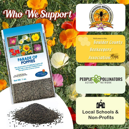 Parade of Poppy Wildflower Seeds - 1oz, Open-Pollinated Flower Seed Mix Packets, No Fillers