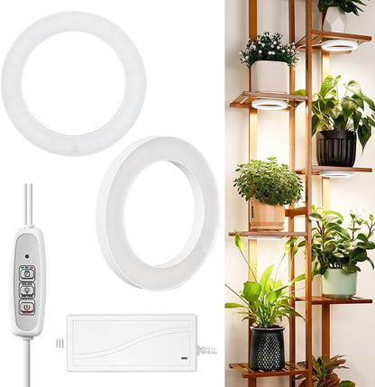 LORDEM 6.3” Ceiling Grow Light for Indoor Plants, 144 LEDs Full Spectrum Halo Grow Lamp, Under
