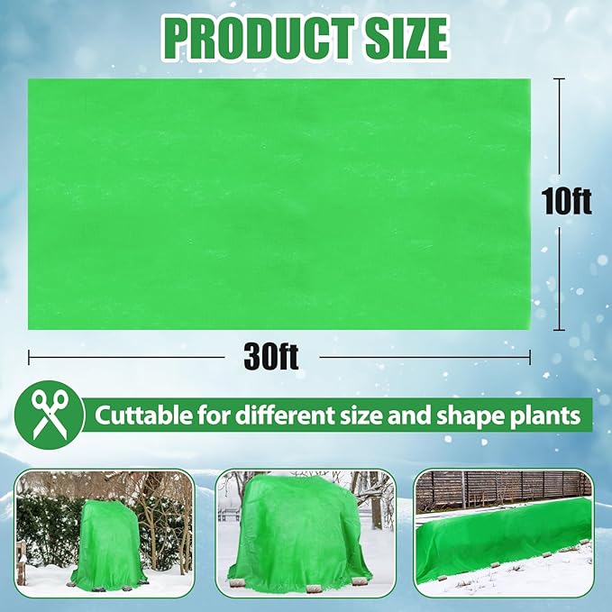 Alphatool 2.0oz/yd² Plant Covers Freeze Protection - 10 x 30 ft Easy of Use Green Winter Plant