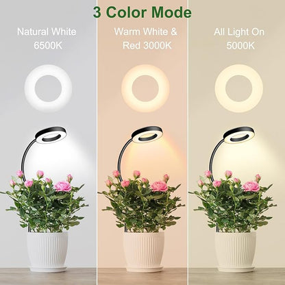 Wolezek 2 in 1 Grow Lights for Indoor Plants, 3 Colors Plant Lights with 360 Gooseneck, 48 LEDs