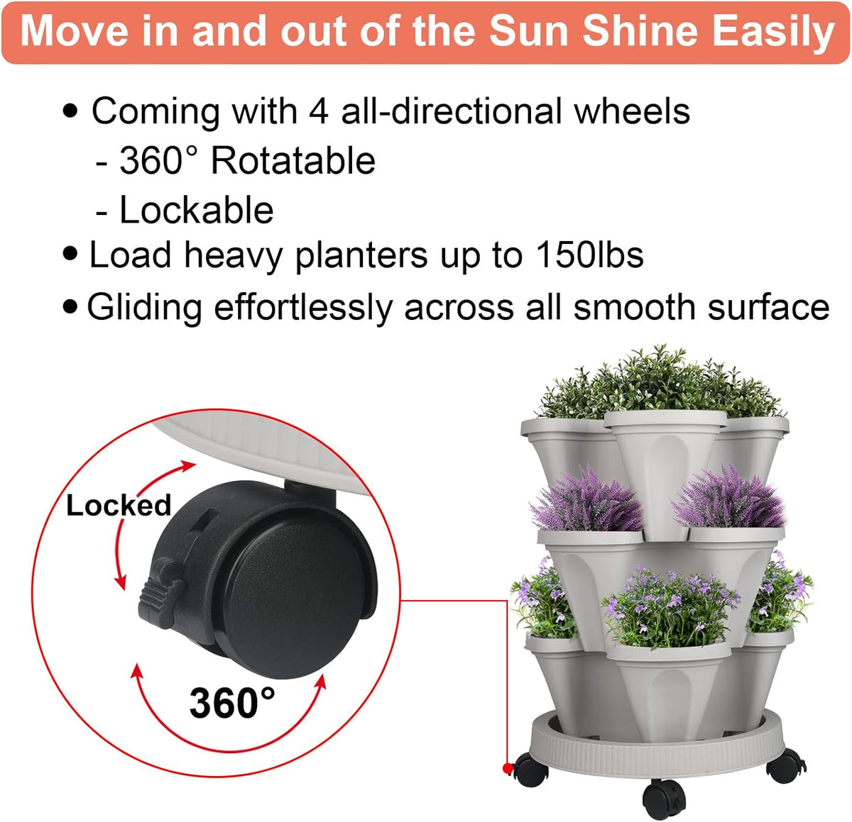 Vertical Planter 3 Tier Stackable Planters Garden Planters Strawberry Herb Flower and Vegetable