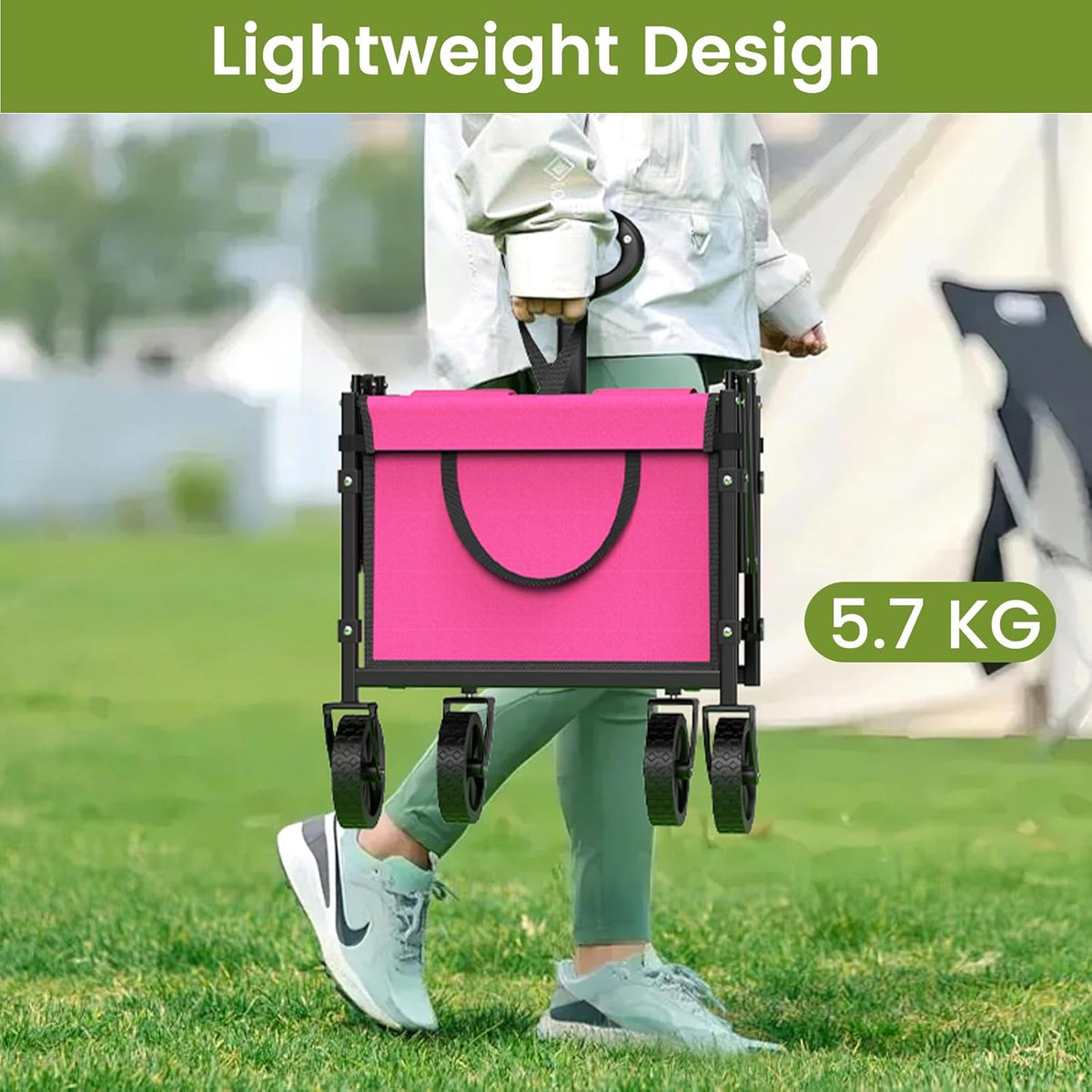 Collapsible Wagon with Wheels, 220 lbs Wagons Carts Foldable Wagon Cart with Flexible Handle