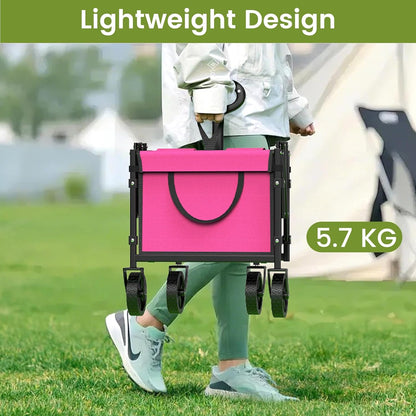 Collapsible Wagon with Wheels, 220 lbs Wagons Carts Foldable Wagon Cart with Flexible Handle