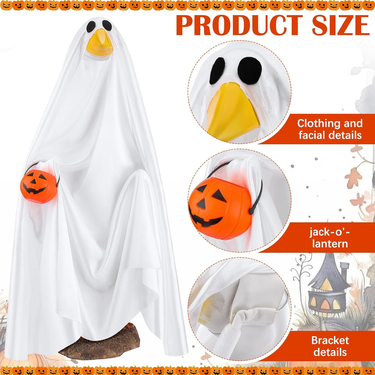 Halloween Goose Outfit Ghost Porch Outfits Yard Clothes Silly Lawn Shirt for 23'' Cement Plastic