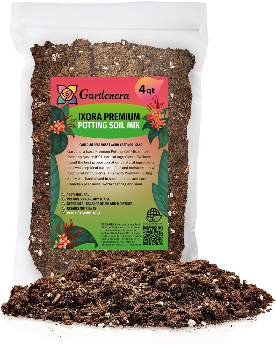Gardenera Ixora Potting Mix - Promote Strong Roots and Abundant Flowers with Our Premium Blend - 4