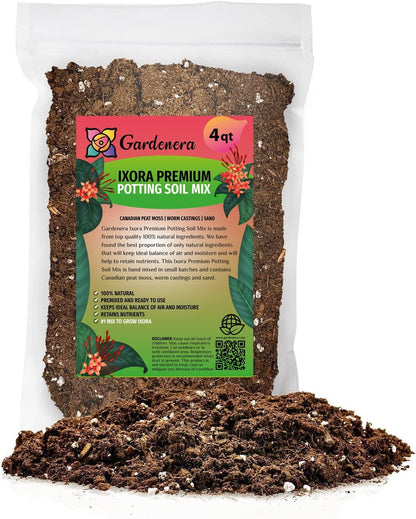 Gardenera Ixora Potting Mix - Promote Strong Roots and Abundant Flowers with Our Premium Blend - 4