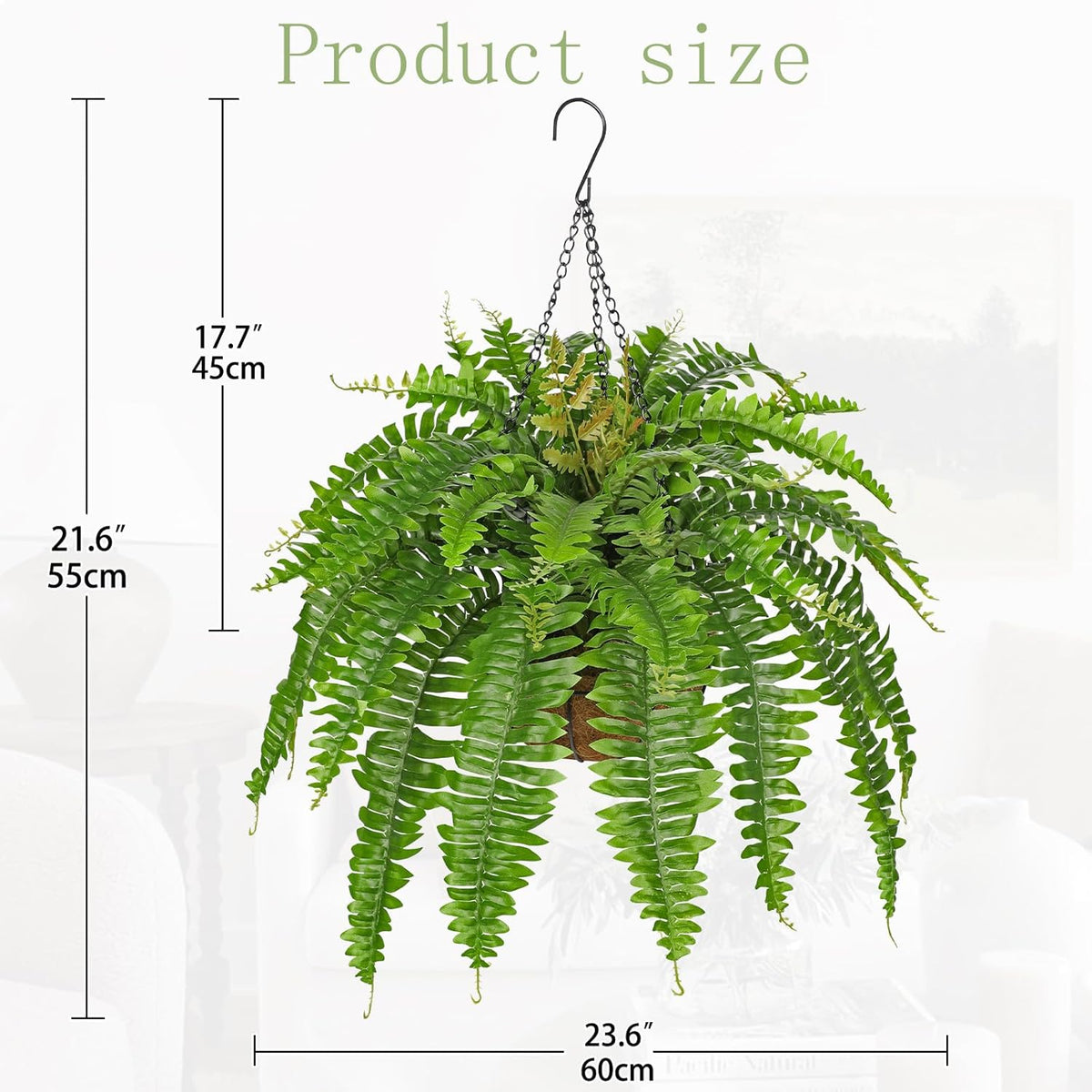 Fake Hanging Plants Large Boston Fern Artificial Plants Outdoor Realistic Fake Ferns with Palm