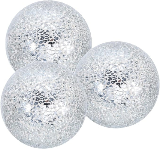 uxcell 4" Decorative Balls, 3 Pcs Mosaic Glass Balls, Decorative Table Sphere Orbs, Centerpiece