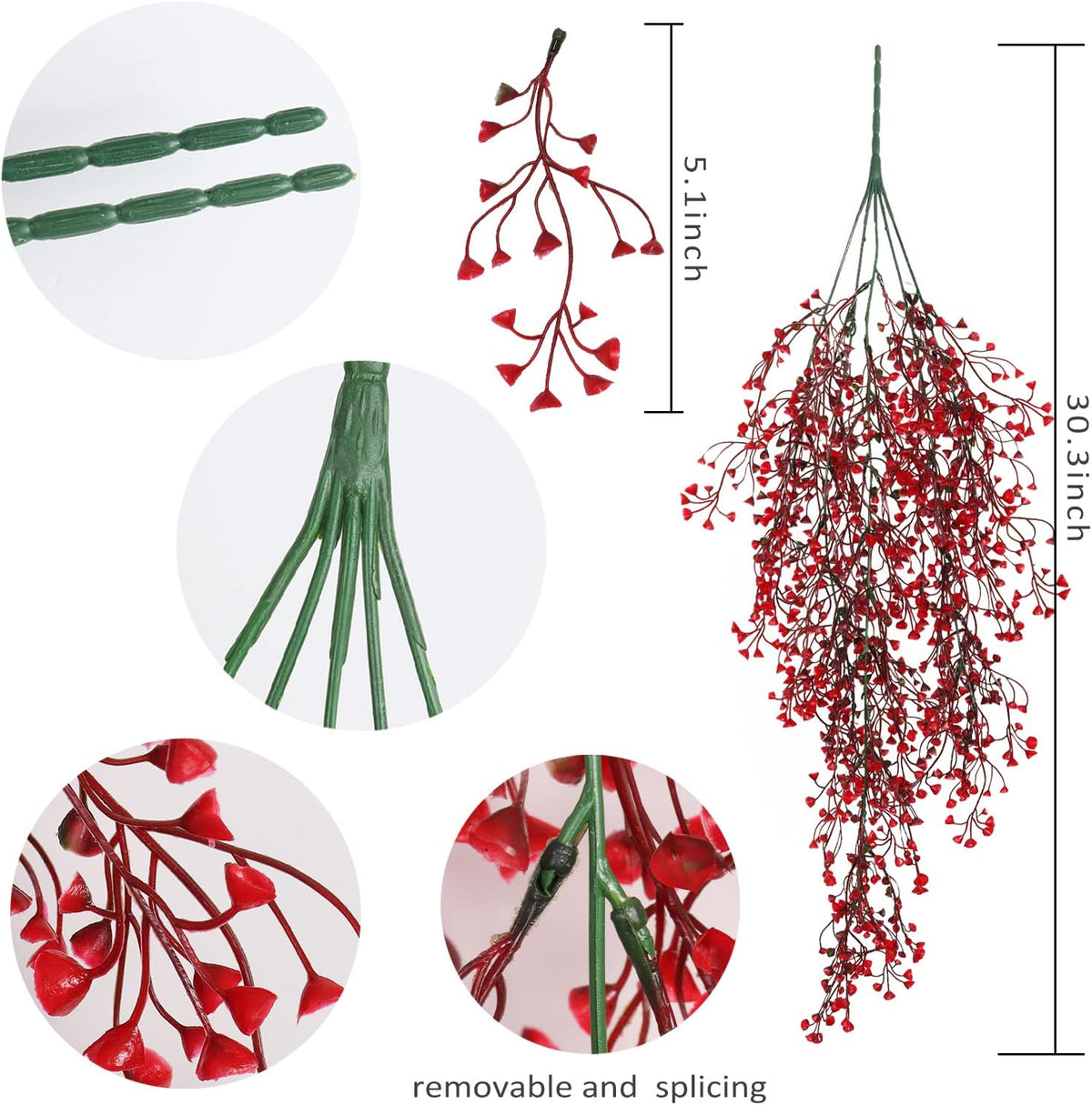 RECUTMS Vine Plant Fake 4 Pcs Ferns Artificial Plants Large Faux Hanging Plant Artificial Hanging