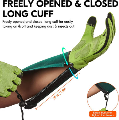 Vgo... Gardening Gloves Ladies,Safety Work Gloves,Long Sleeves Gauntlet,Puncture