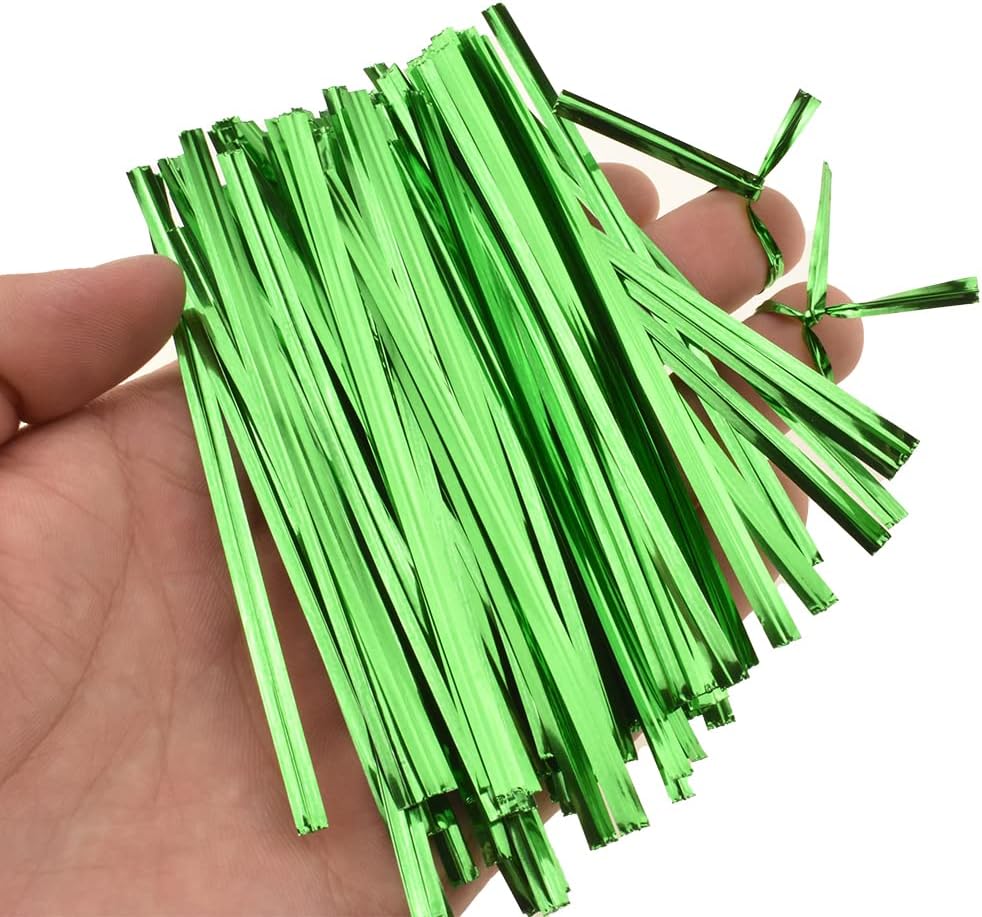 HAHIYO 300Pcs 4 inches Green Metal Twist Ties Bread Candy Coffee Bag Ties Plant Garden Twist Ties