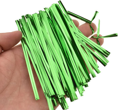 HAHIYO 300Pcs 4 inches Green Metal Twist Ties Bread Candy Coffee Bag Ties Plant Garden Twist Ties