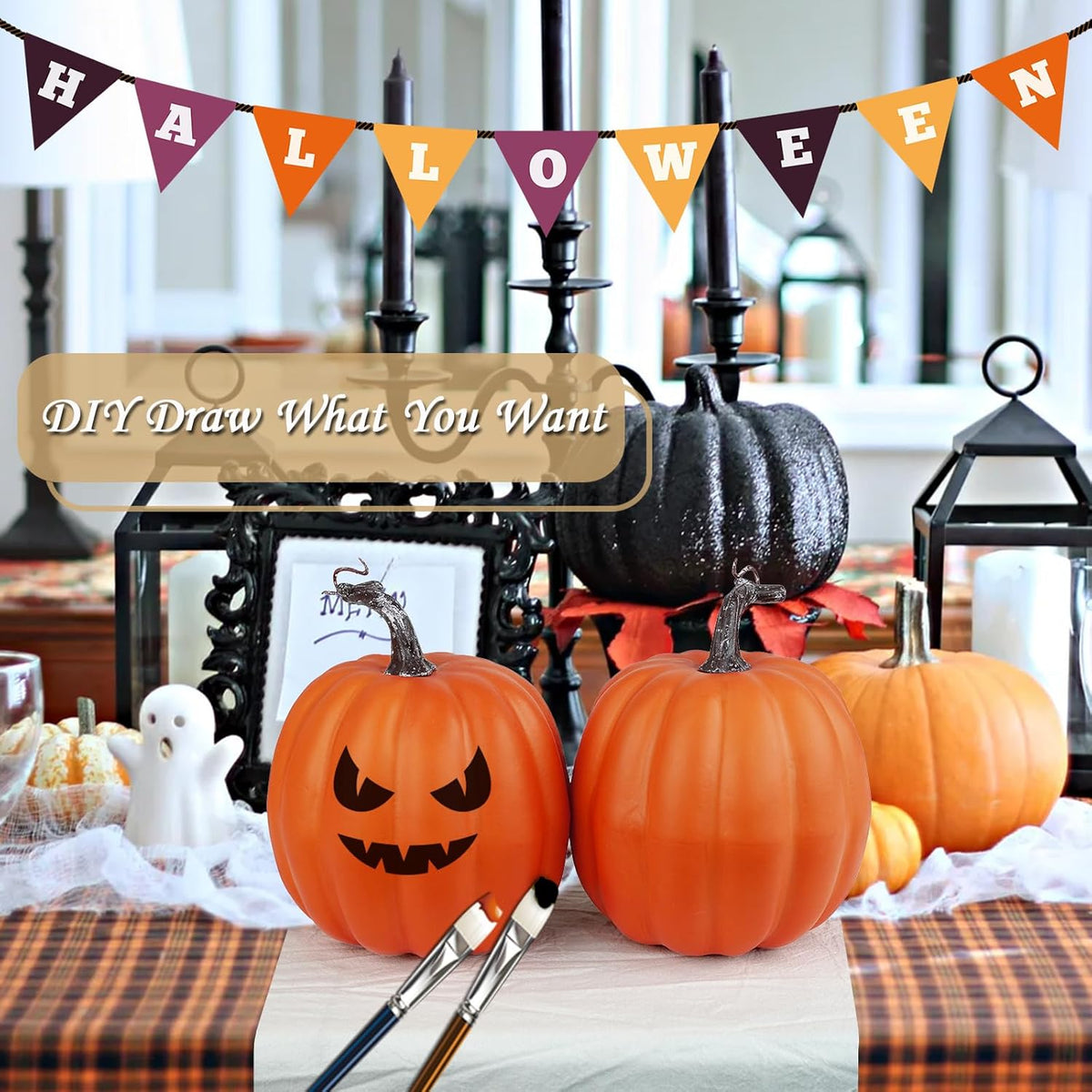 Artmag 6 Inch Large Artificial Pumpkins, 4PCS Big Orange Faux Foam Harvest Pumpkins for Fall Autumn