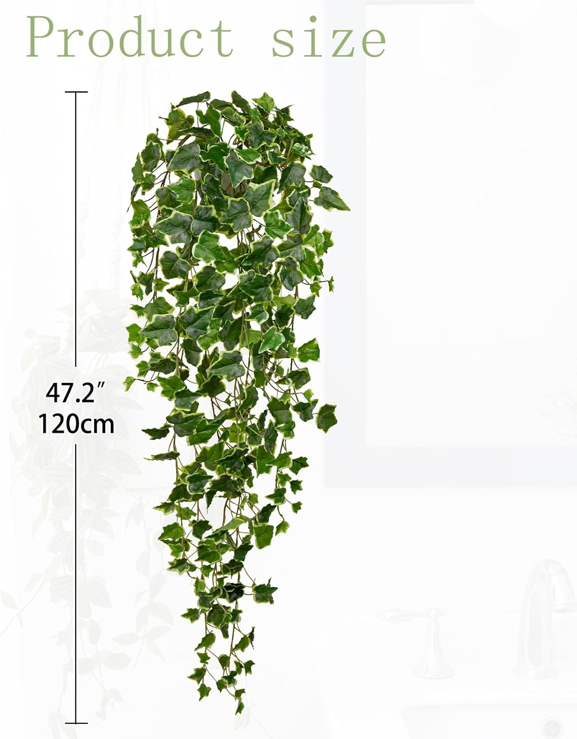 Hollyone Artificial Hanging Plants Wall Potted 47.2" Fake Ivy Vine Faux Ivy Leaves Hanging Greenery