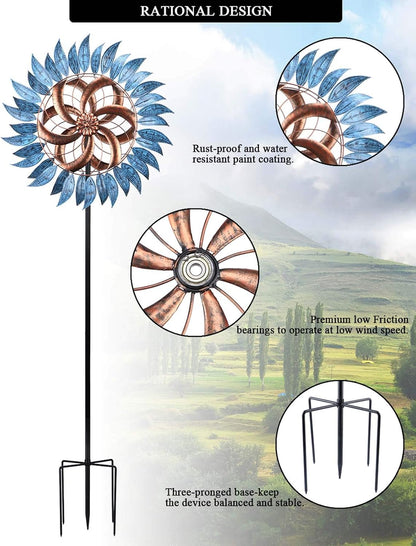 MUMTOP Wind Spinners Outdoor Metal 6.5 FT Large Two-Way Wind Sculptures for Patio Yard and Garden