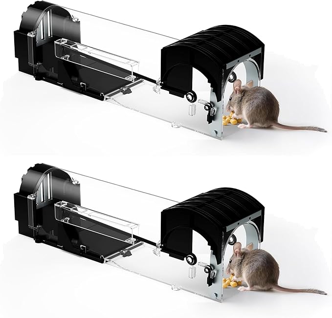 Humane Mouse Traps, 12.2 inches Enlarged No Kill Rat Live Traps 2 Pack for Chipmunks, Reusable