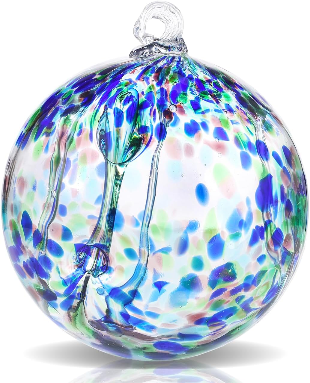 VOREEN 6" Hanging Glass Garden Gazing Ball Hand Blown Glass Witch Ball Christmas Ornament