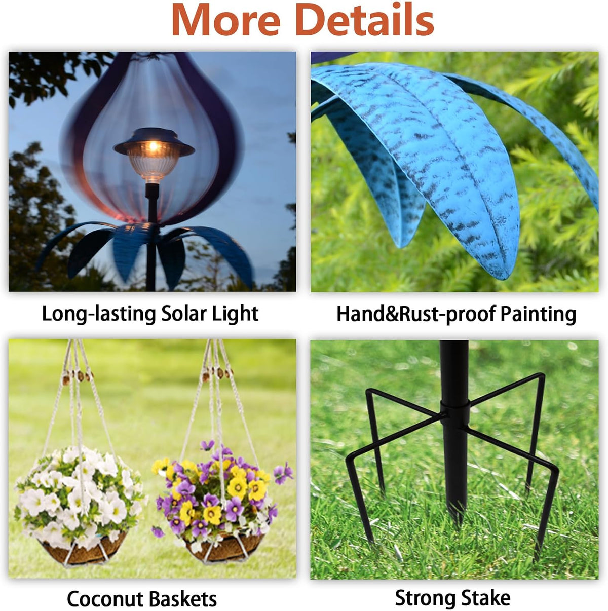 Multifunction Solar Wind Spinner Outdoor with Shepherd Hooks MANORTANG 83 Inch Metal Large