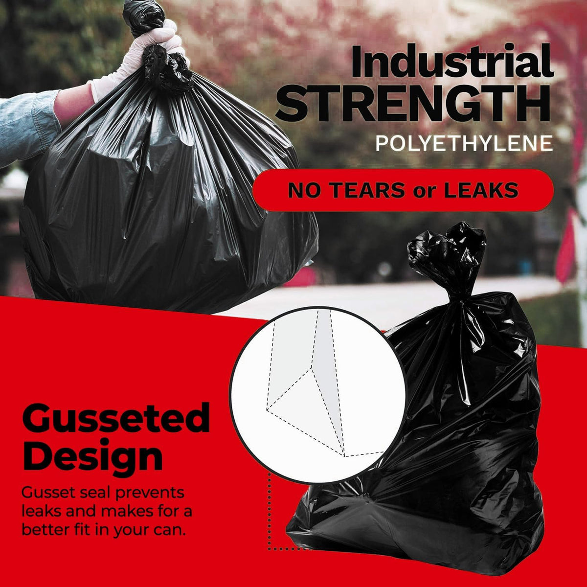 ToughBag 30-33 Gallon Heavy Duty Trash Bags (100 Count) – 33x39" Large Can Liners – Made in USA