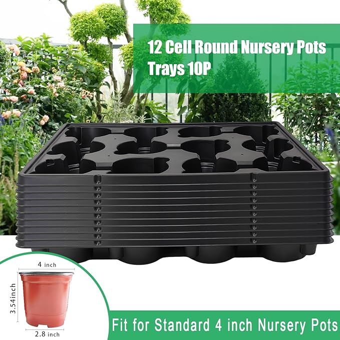 12 Cell Round Nursery Pots Trays Thickened Durable Seedling Pots Shuttle Carrying Trays for Holding