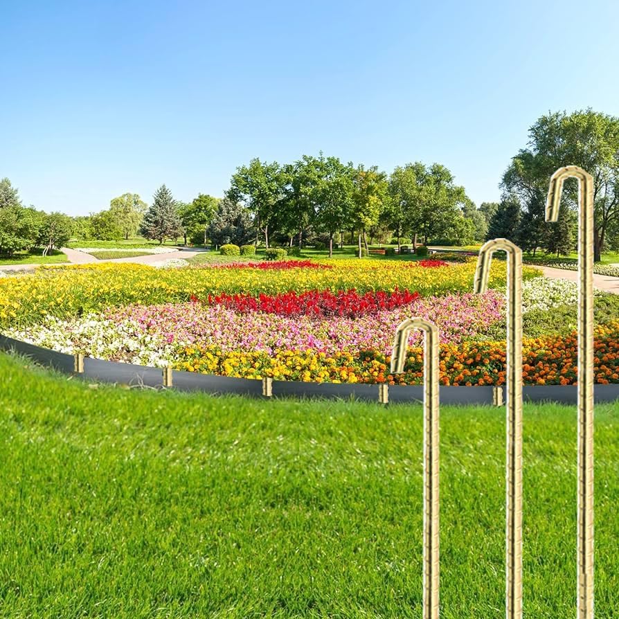 Landscape Stakes 9 Pack, 10 Inch Garden Landscape Anchoring Stakes for Terrace Board, Landscape