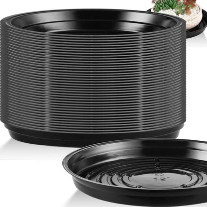 20 Pack 12 Inch Plant Saucer, Black Plant Saucers for Indoors Outdoors, Large Plastic Plant Saucer