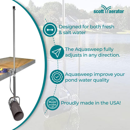 Scott Aerator: Aquasweep with Oscillator | Dock Mount | Muck Blaster | 1 Horse Power, 115V | Made
