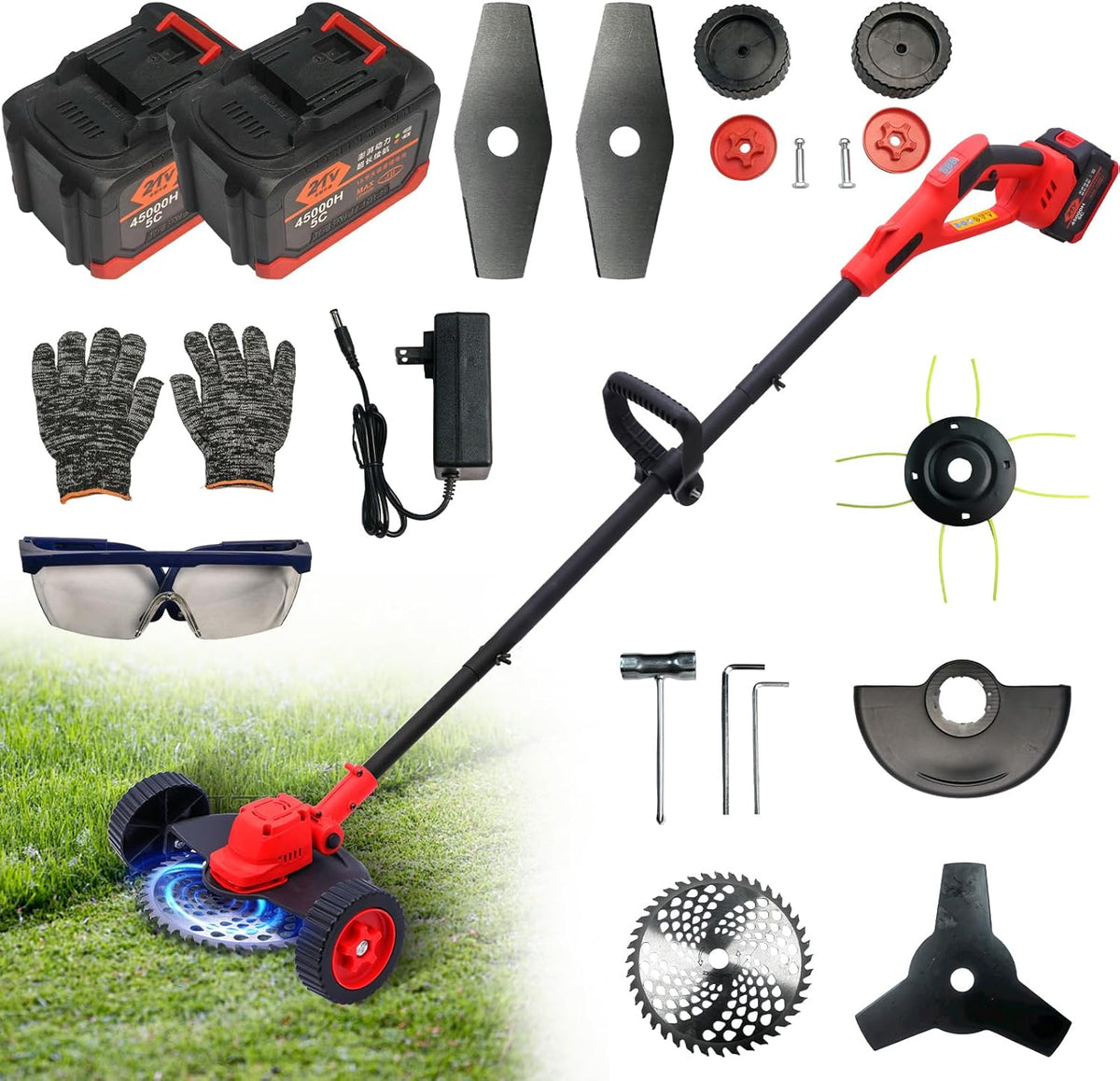 Electric Weed Wacker Cordless Weed Eater Battery Powered, 21V Stringless Grass Trimmer/Edger/Brush