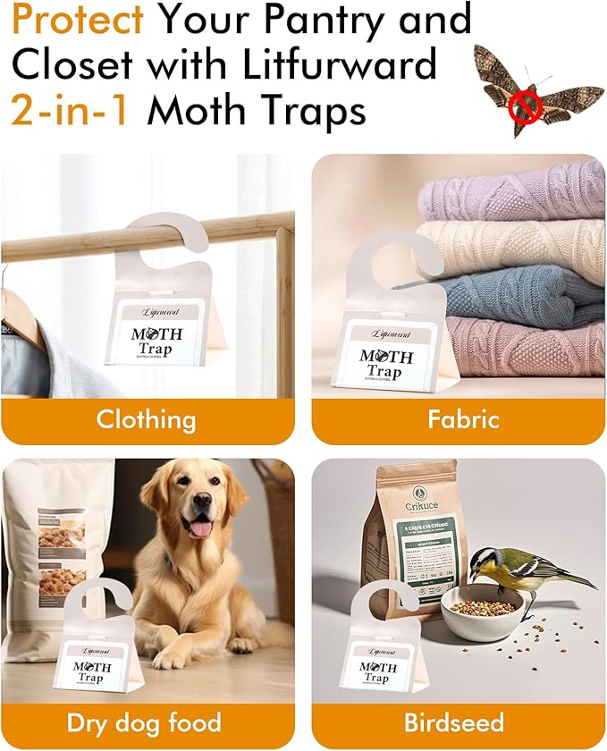 Pantry Moth Traps - Extra Strength Hanging Clothes Clothing Moth Traps with Pheromone for House