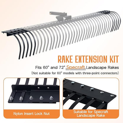 Specraft Tow Behind Landscape Rake Extension Kit, 2 Pack Width Expander with Heavy Duty Steel