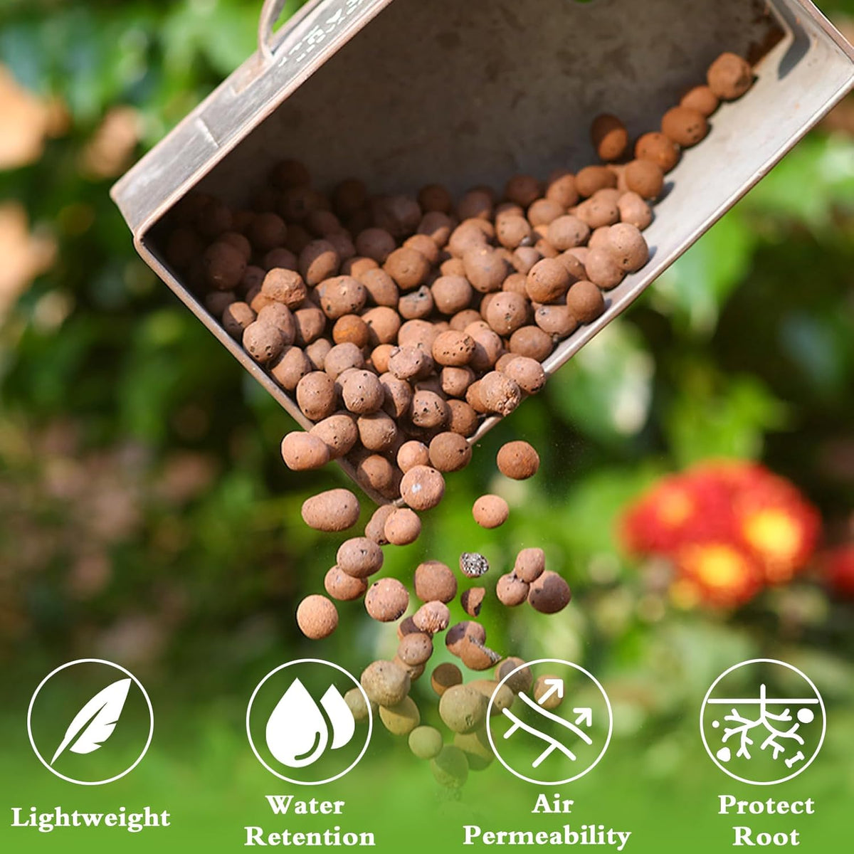 Halatool 18LB Hydroton Clay Pebbles for Plants 4mm-16mm Lightweight Hydro Leca Balls for Potted