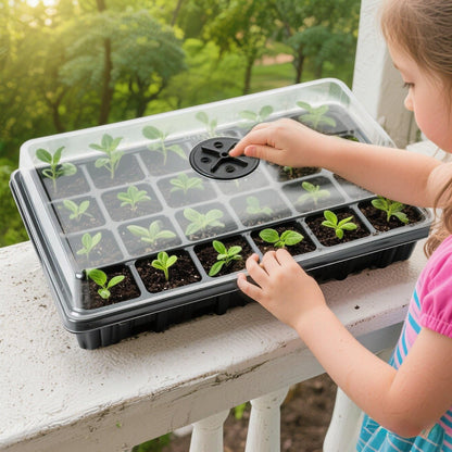 Seed Starter Tray with Dome-5 Sets 24XL Cell Seedling Trays(Total 120 Cells), Plant Germination